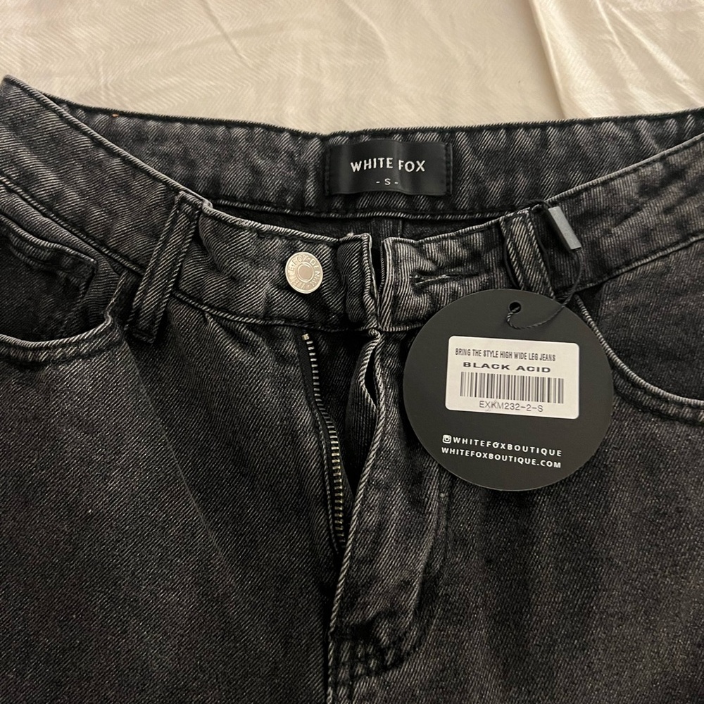 WHITE FOX “Bring the style high wide leg” Black Jeans - Picture 2 of 6